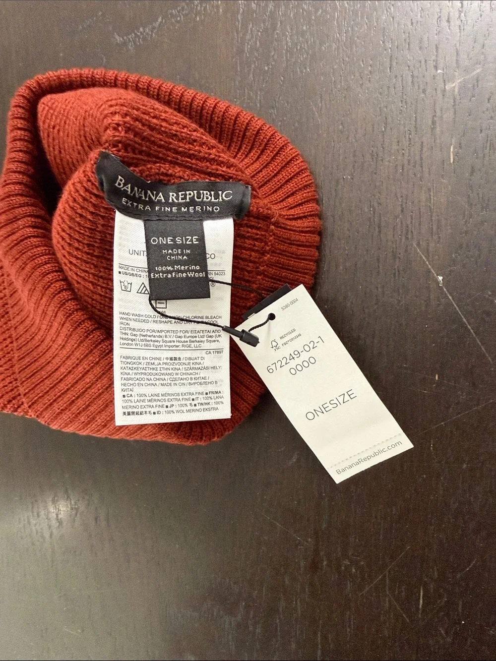 Banana Republic Brick Red Ribbed Knit Beanie